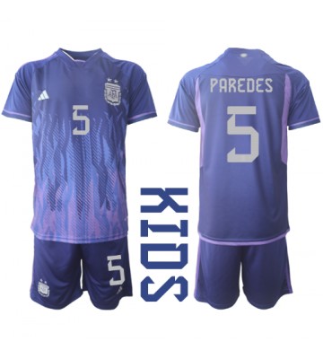 Argentina Leandro Paredes #5 Udebanesæt Børn VM 2022 Kort ærmer (+ korte bukser)